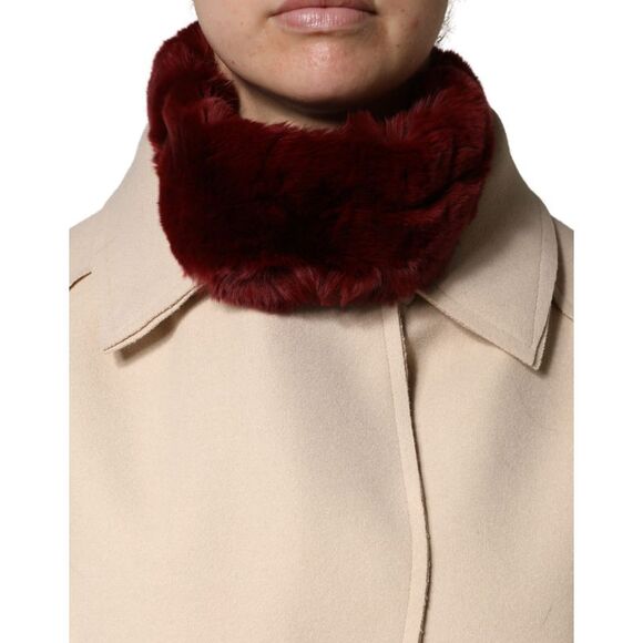 Dolce & Gabbana Red Lamb Fur Collar Women Neck Wrap 50cm x 8cm Women's Scarf